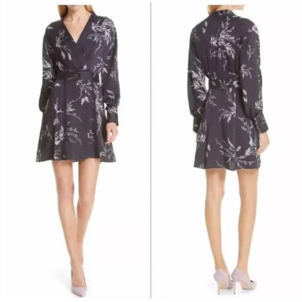 Black and Lavender Silk Equipment Dress with Belt